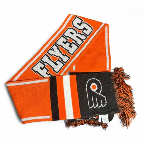 Philadelphia Flyers NHL Knit Scarf Orange Black Logo Fringe OS - Picture 1 of 6